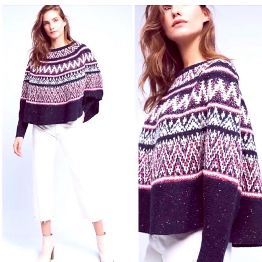 Anthropologie Sleeping On Snow poncho  sweater M/L